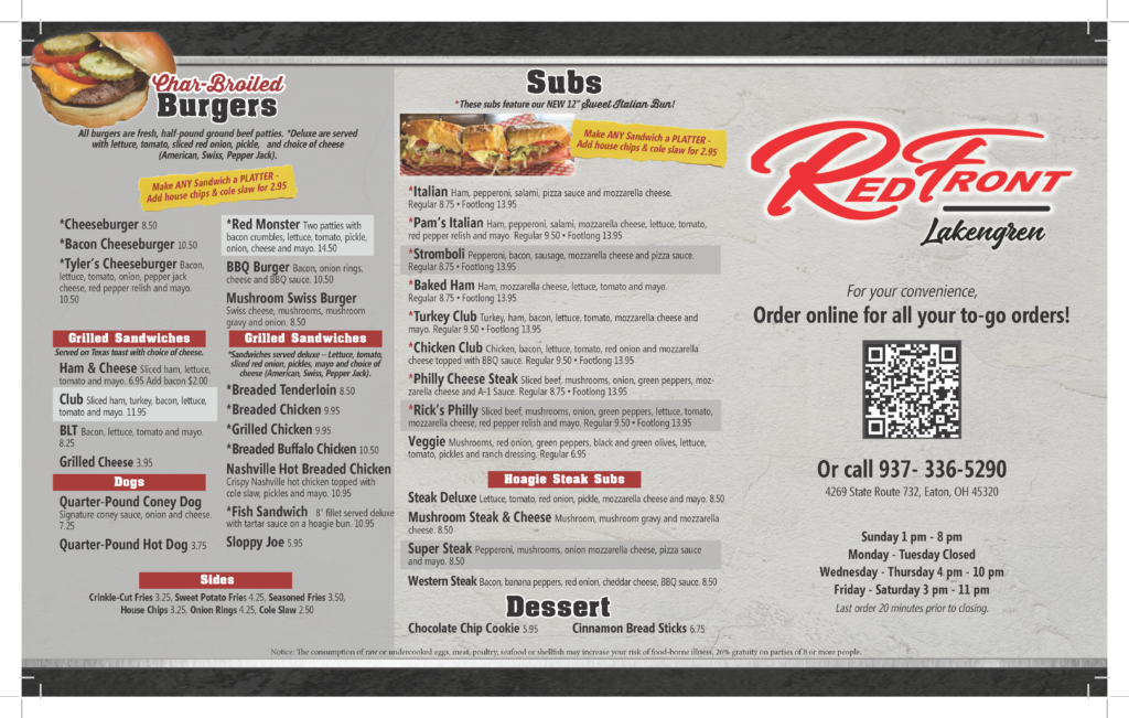 Lakengren Pizza Menu Red Front Pizza   Red Front Inn Menu LAKENGREN CARRYOUT 4 1 Page 1 1024x651 